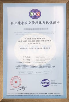 Occupational health and safety management system certificate cn
