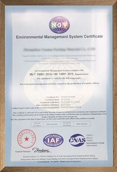 Environmental management certificate En version