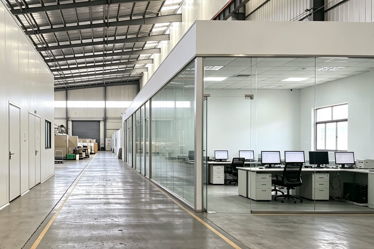 Factory office area in FLLabels workshop