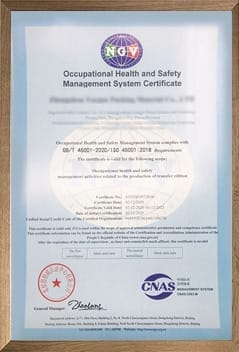 Occupational health and safety management system certificate En version