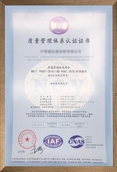 Quality management system certificate Cn version